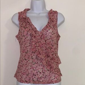 Vintage Floral Pink Sleeveless Top